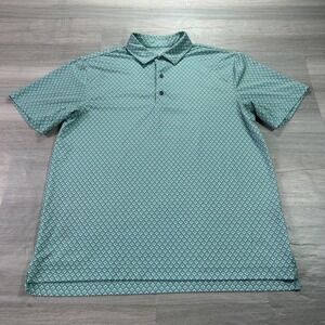 Bermuda Sands Polo Shirt Mens Large Green Geometric Golf Performance Stretch